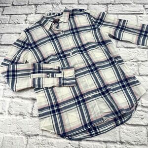 UNTUCKit Womens Long Sleeve Button Up Shirt Plaid Blue White Pink Size 2